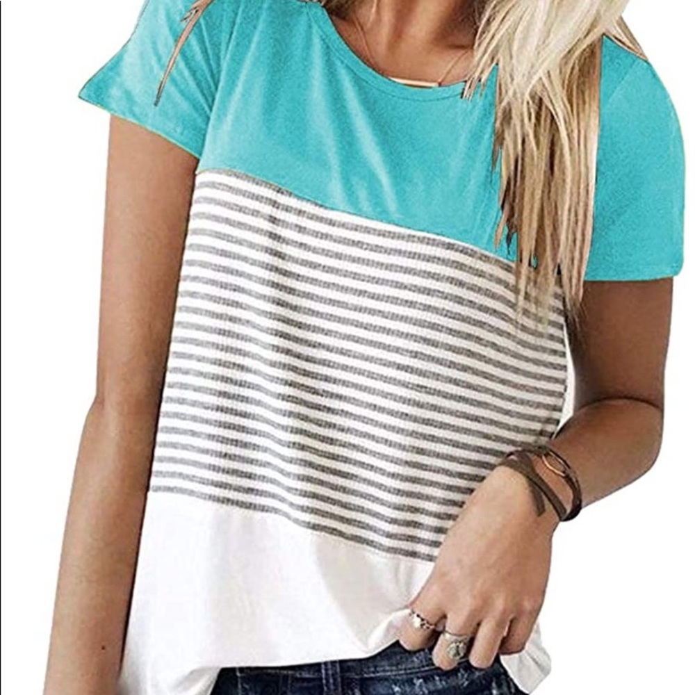Colorblock and striped tee